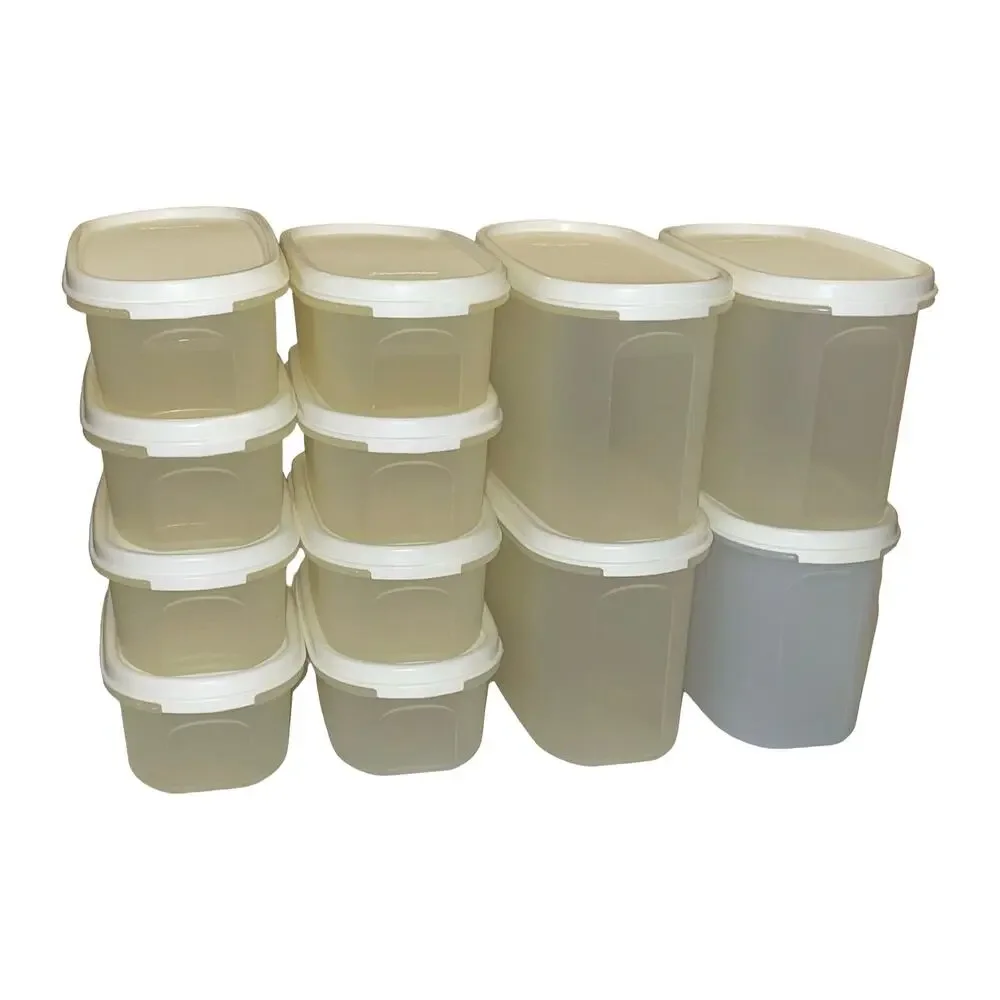 Tupperware Modular Mates Set 12 White Lids Oval 1 & 2 Food Storage Container USA